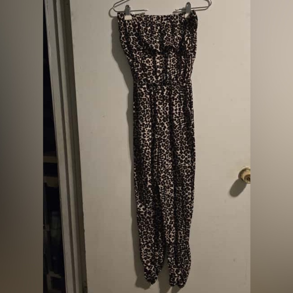 Almost Famous Animal Print Strapless Jumpsuit - Picture 3 of 16
